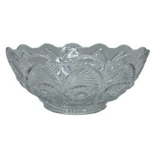 Peacock Evil Eye Georgia Pattern Clear Pressed Glass Catchall Bowl Trinket Dish